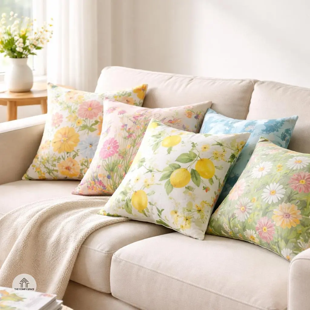 Transform Throw Pillows with Spring Fabrics