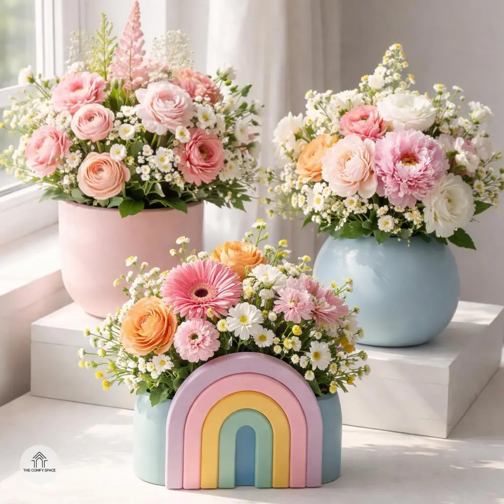 Fresh Flowers and Pastel Planters