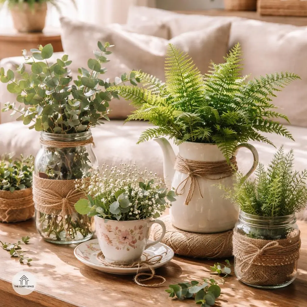 Mix Greenery with Unique Containers