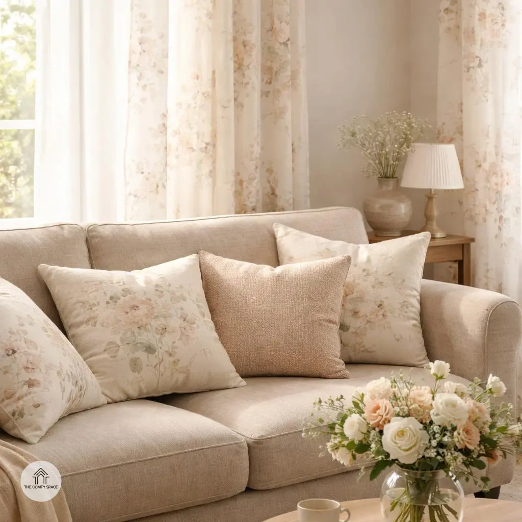 Incorporating Floral Accents with Throw Pillows and Curtains