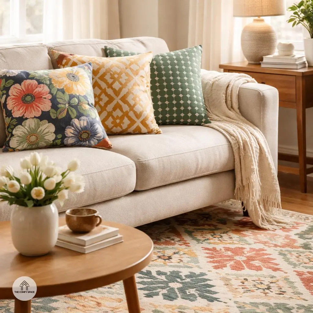 Starting Small: Patterned Throw Pillows and Rugs