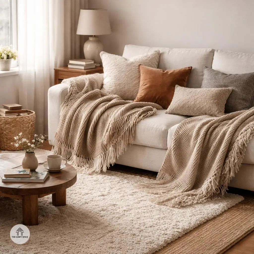 Layer Textures with Rugs and Throws