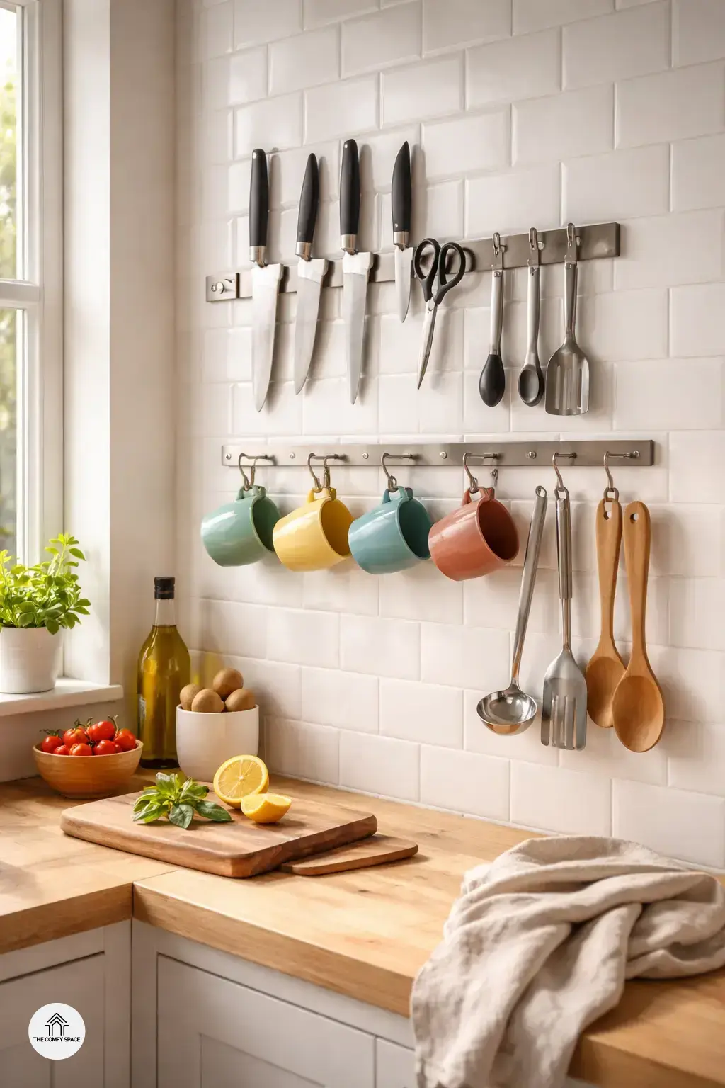 Creative Use of Wall Space with Magnetic Strips and Hooks