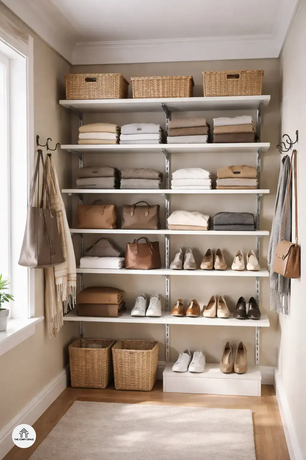 Maximize Vertical Space with Shelves and Hooks