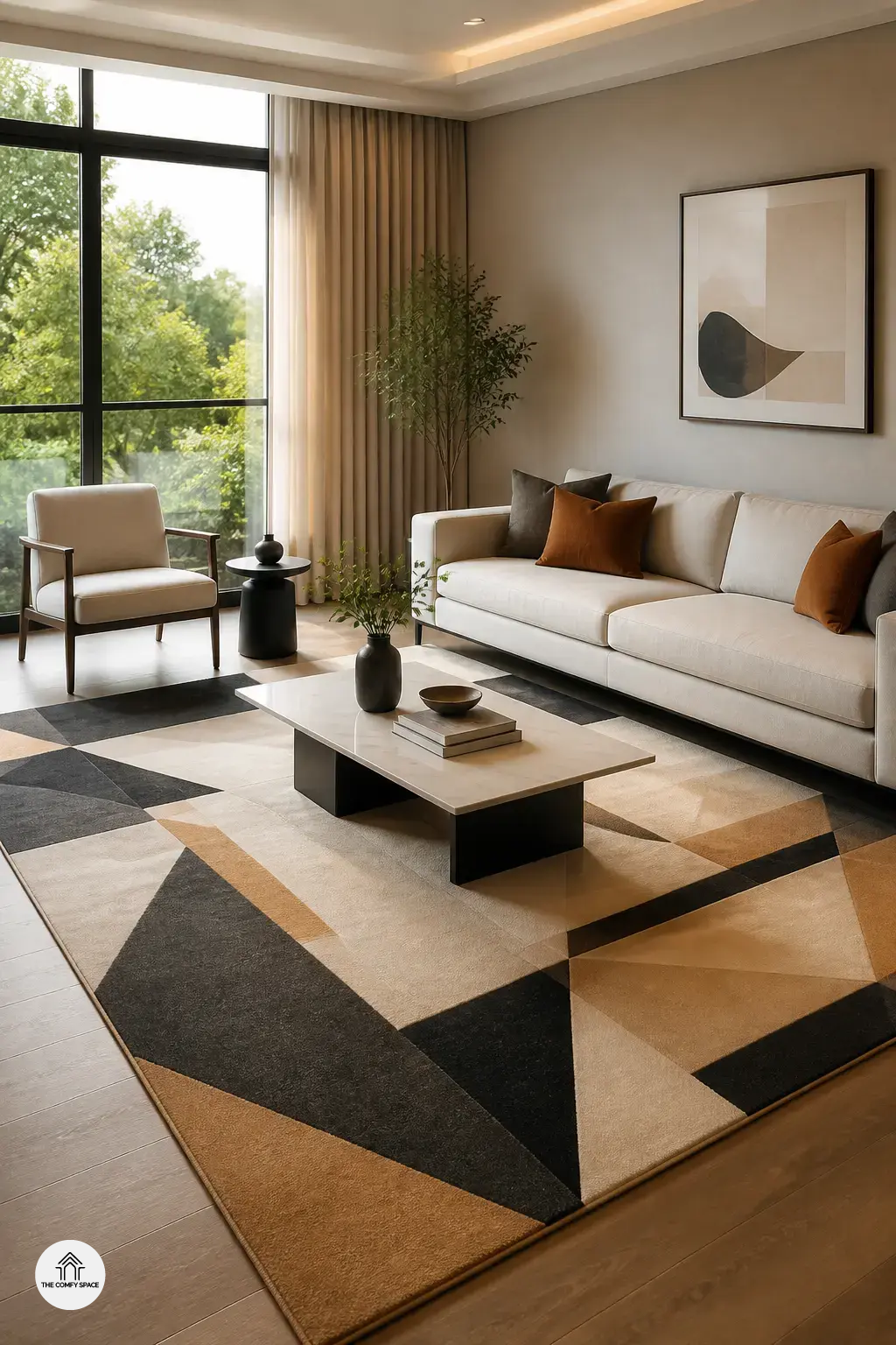 Use Geometric Rugs to Anchor the Room