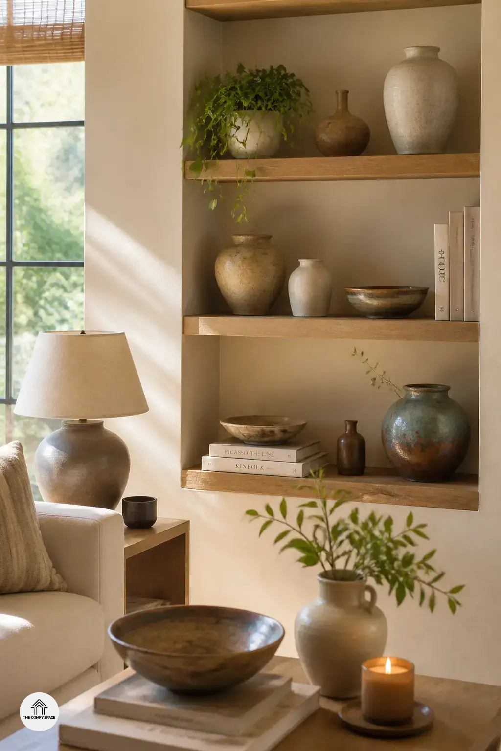 How to Style Pottery on Shelves and Tables