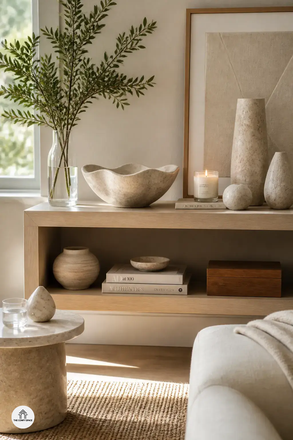 Styling Stone Decor on Shelves, Tables, and Consoles